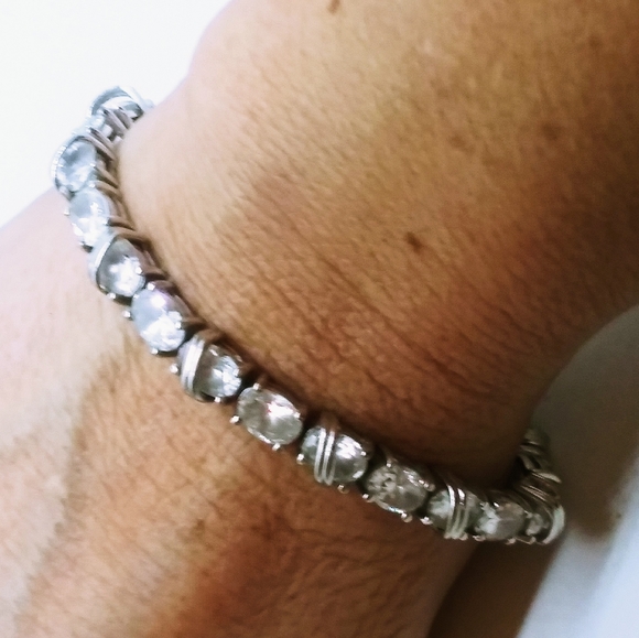 Vintage cz and sterling bracelet - Picture 2 of 3
